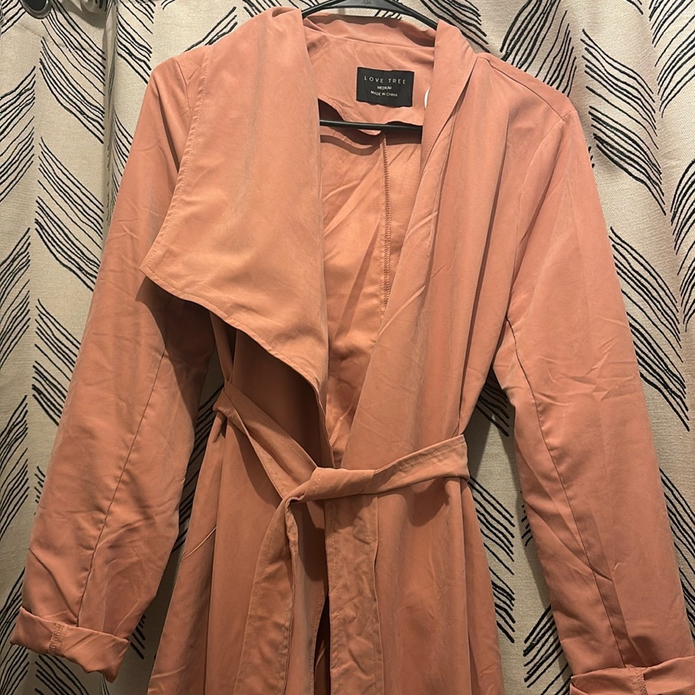 Lightweight coral trenchcoat
